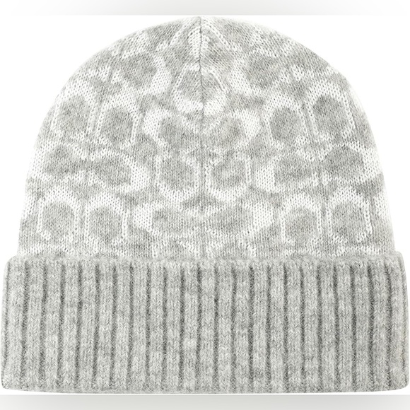 Coach Metallic Signature C Jacquard Beanie in Chalk - Picture 1 of 8